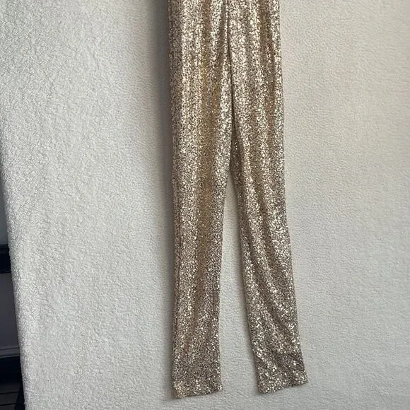 Raga Jumpsuit Womens XS Gold‎ Sequin Spaghetti Strap - Picture 12 of 14